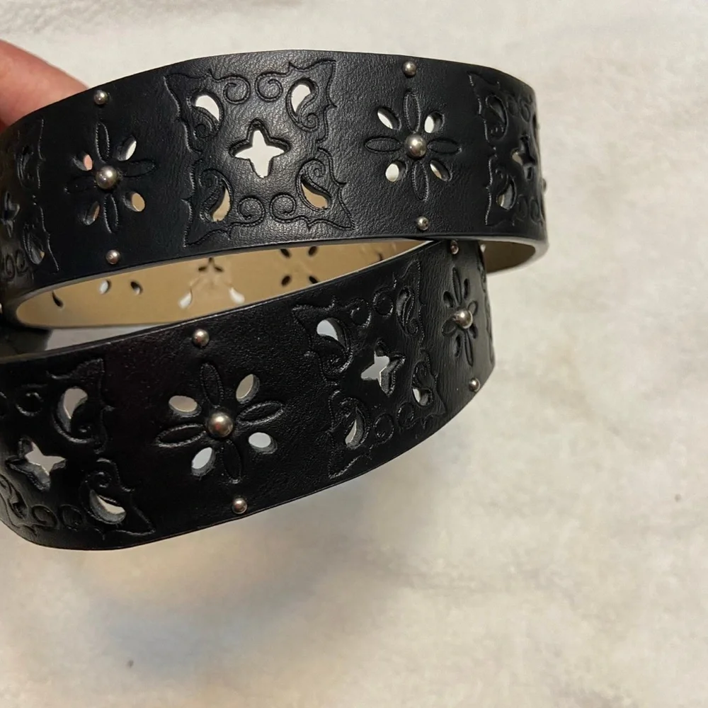 Relic Black Floral Cutout Belt with Silver Studs